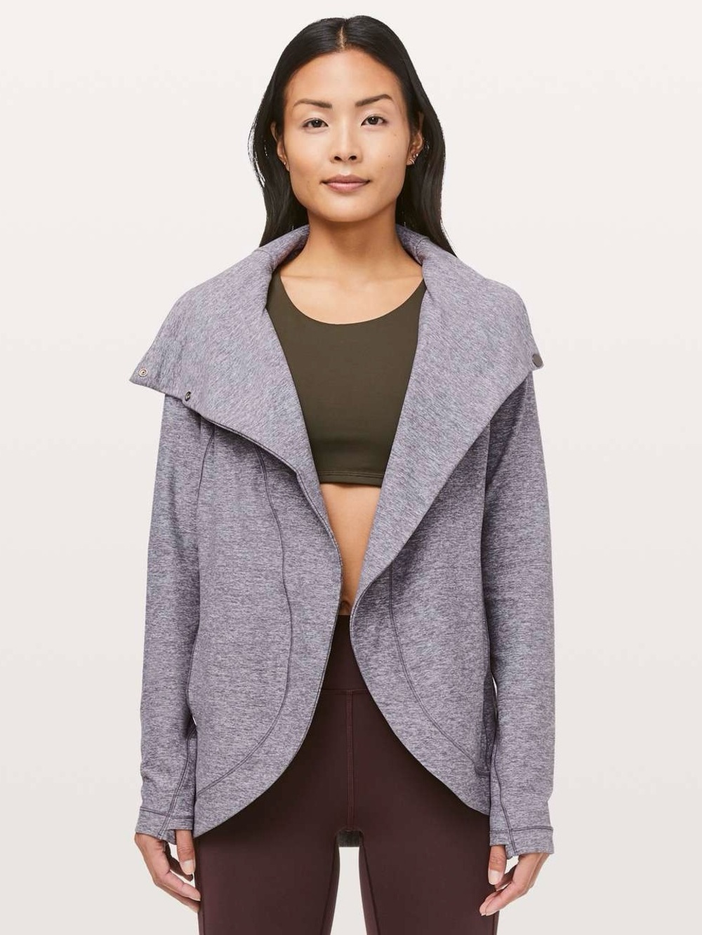 Lululemon Rulu Rally Wrap Heathered Graphite Purple Jacket Cardigan Size 4